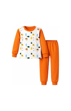 Remsa Çocuk Pamuklu Desenli Pijama Takımı 6068-03 Turuncu Turuncu Remsa Çocuk Pamuklu Desenli Pijama Takımı 6068-03 Turuncu Turuncu