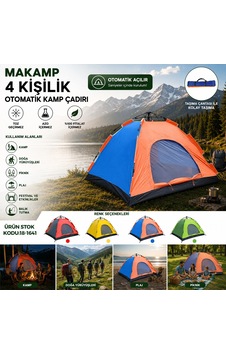 4 Kişilik Toz Geçirmez 200cmx200cmx135cm Otomatik Kamp Çadır Herhangi Bir Renk Gönderilir 5468 Çok Renkli 4 Kişilik Toz Geçirmez 200cmx200cmx135cm Otomatik Kamp Çadır Herhangi Bir Renk Gönderilir 5468 Çok Renkli