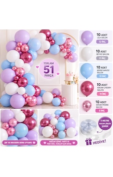 51 Parça Premium Balon Zinciri Seti Çok Renki 51 Parça Premium Balon Zinciri Seti Çok Renki