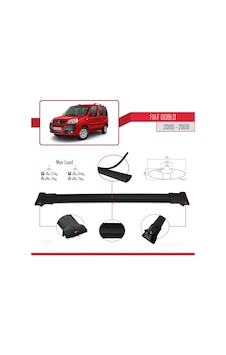 Fiat Doblo 2000-2009 Arası İle Uyumlu Fly Model Ara Atkı Tavan Barı Siyah 3 Adet Bar