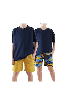 Denokids Erkek Çocuk Basic 2'li Şort Takım Renkli Denokids Erkek Çocuk Basic 2'li Şort Takım Renkli