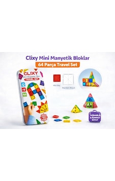 Clixy Mini Manyetik Bloklar 64 Parça Travel Set Taşınabilir Eğitici Stem Oyuncak Clixy Mini Manyetik Bloklar 64 Parça Travel Set Taşınabilir Eğitici Stem Oyuncak