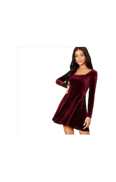 Deligüzel Mini Elbise Trend Yazlık Elbise Düz Renk Elbise