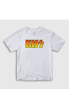 Presmono Unisex Çocuk Logo Kiss T-shirt Beyaz