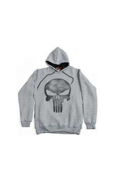 The Punisher Vintage Hoodie Kapüşonlu Sweatshirt Gri Çok Renkli