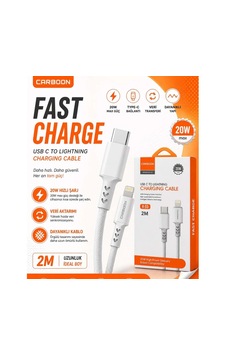 Carboon V-55 2mt Type-c To Lightning 20w Şarj Kablosu Şarj Data Kablosu Carboon V-55 2mt Type-c To Lightning 20w Şarj Kablosu Şarj Data Kablosu