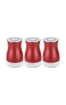 Tantitoni 3 Parça Kırmızı Cam Kavanoz Seti 730ml Tantitoni 3 Parça Kırmızı Cam Kavanoz Seti 730ml