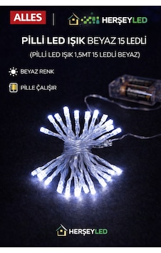Pilli Led Işık Beyaz 15 Ledli Beyaz Pilli Led Işık Beyaz 15 Ledli Beyaz
