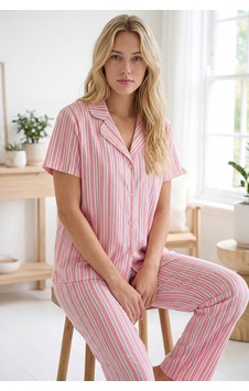 Nbb Kadın Pembe Hello Summer Önden Düğmeli Pijama Takımı Nbb Kadın Pembe Hello Summer Önden Düğmeli Pijama Takımı