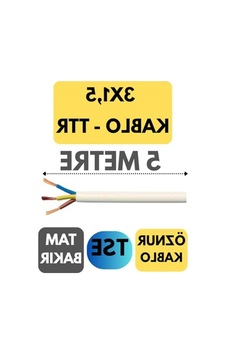 5 Metre Uzunluğunda Beyaz Ttr Kablo, 3x1.5 Mm² Kesit