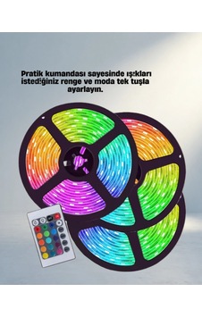 Esnek Rgb Smart Şerit Led Işık 5 Metre Uzaktan Kumandalı Esnek Rgb Smart Şerit Led Işık 5 Metre Uzaktan Kumandalı