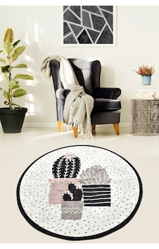 Three Cactus Djt Çap 120 Cm Kaymaz Taban Dekoratif Halı Three Cactus Djt Çap 120 Cm Kaymaz Taban Dekoratif Halı