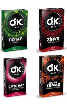 Okey Rötar + Zirve + Çifte Haz + Sıcak Temas Prezervatif 10'lu x 4 Okey Rötar + Zirve + Çifte Haz + Sıcak Temas Prezervatif 10'lu x 4