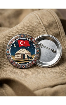 Fikart Gece Çam Ormanında Yanan Kamp Ateşi Ve Bozkurt Silüeti 58mm Buton Rozeti Çok Renkli Fikart Gece Çam Ormanında Yanan Kamp Ateşi Ve Bozkurt Silüeti 58mm Buton Rozeti Çok Renkli