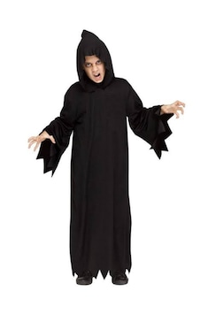 Siyah Hayalet Kostümü - Kız Erkek Çocuk Uyumlu Halloween Kostümü
