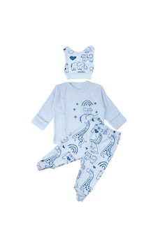Bebegen Erkek Bebek Mavi Fil Nakışlı Pijama Takımı 0-3 Ay Çok Renkli Bebegen Erkek Bebek Mavi Fil Nakışlı Pijama Takımı 0-3 Ay Çok Renkli