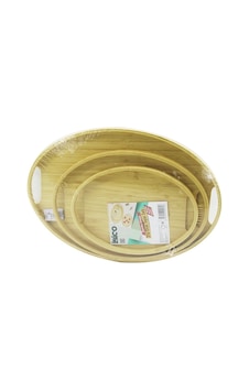 Oval - 3 Boy Bambu Ahşap Tepsi Seti 20x29--26x36--31x45cm Bx40 Oval - 3 Boy Bambu Ahşap Tepsi Seti 20x29--26x36--31x45cm Bx40