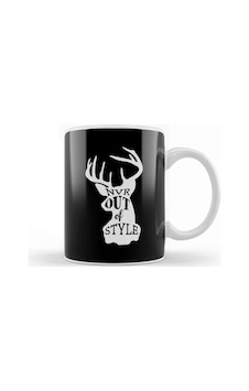 Retro Animal Stag Nvr Out Of Style White Kupa Bardak Porselen Karışık Retro Animal Stag Nvr Out Of Style White Kupa Bardak Porselen Karışık