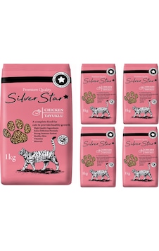 Silver Star Tavuklu Yetişkin Kedi Maması 5 x 1 KG Silver Star Tavuklu Yetişkin Kedi Maması 5 x 1 KG