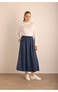Aker Lacivert Beli Lastikli Cotton Etek Lacivert Lacivert Aker Lacivert Beli Lastikli Cotton Etek Lacivert Lacivert