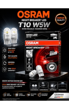Osram T10 W5w Night Breaker Led Park Plaka İç Aydınlatma Ampulü Beyaz Işık 2 Adet Osram T10 W5w Night Breaker Led Park Plaka İç Aydınlatma Ampulü Beyaz Işık 2 Adet