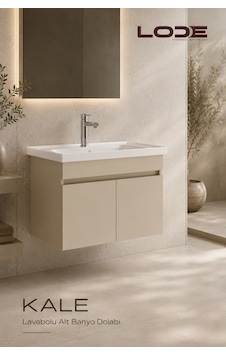 Kale 80cm Kumtaşı Demonte Lavabolu Alt Banyo Dolabı, Seramik Lavabo Dahil Kumtaşı Kale 80cm Kumtaşı Demonte Lavabolu Alt Banyo Dolabı, Seramik Lavabo Dahil Kumtaşı