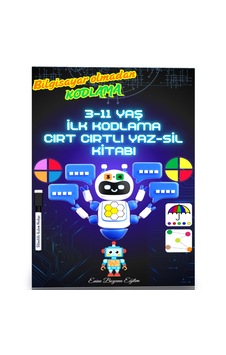 3-11 Yaş İlk Kodlama Cırt Cırtlı Yaz-sil Kitabı Bilgisayar Olmad