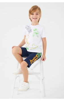 Mickey Mouse Stay Fresh Beyaz Erkek Çocuk Bermuda Takım Beyaz