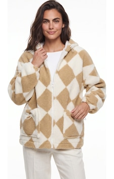Onloox Kadın Bej-beyaz Bej Beyaz Pamuklu Peluş Dokulu Kapüşonlu Astarlı Baklava Desenli Fermuarlı Mont Sweatshirt Onloox Kadın Bej-beyaz Bej Beyaz Pamuklu Peluş Dokulu Kapüşonlu Astarlı Baklava Desenli Fermuarlı Mont Sweatshirt