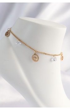 316l Çelik Gold Renk Zirkon Taşlı Yıldızlı Halhal Altın - Beyaz 316l Çelik Gold Renk Zirkon Taşlı Yıldızlı Halhal Altın - Beyaz