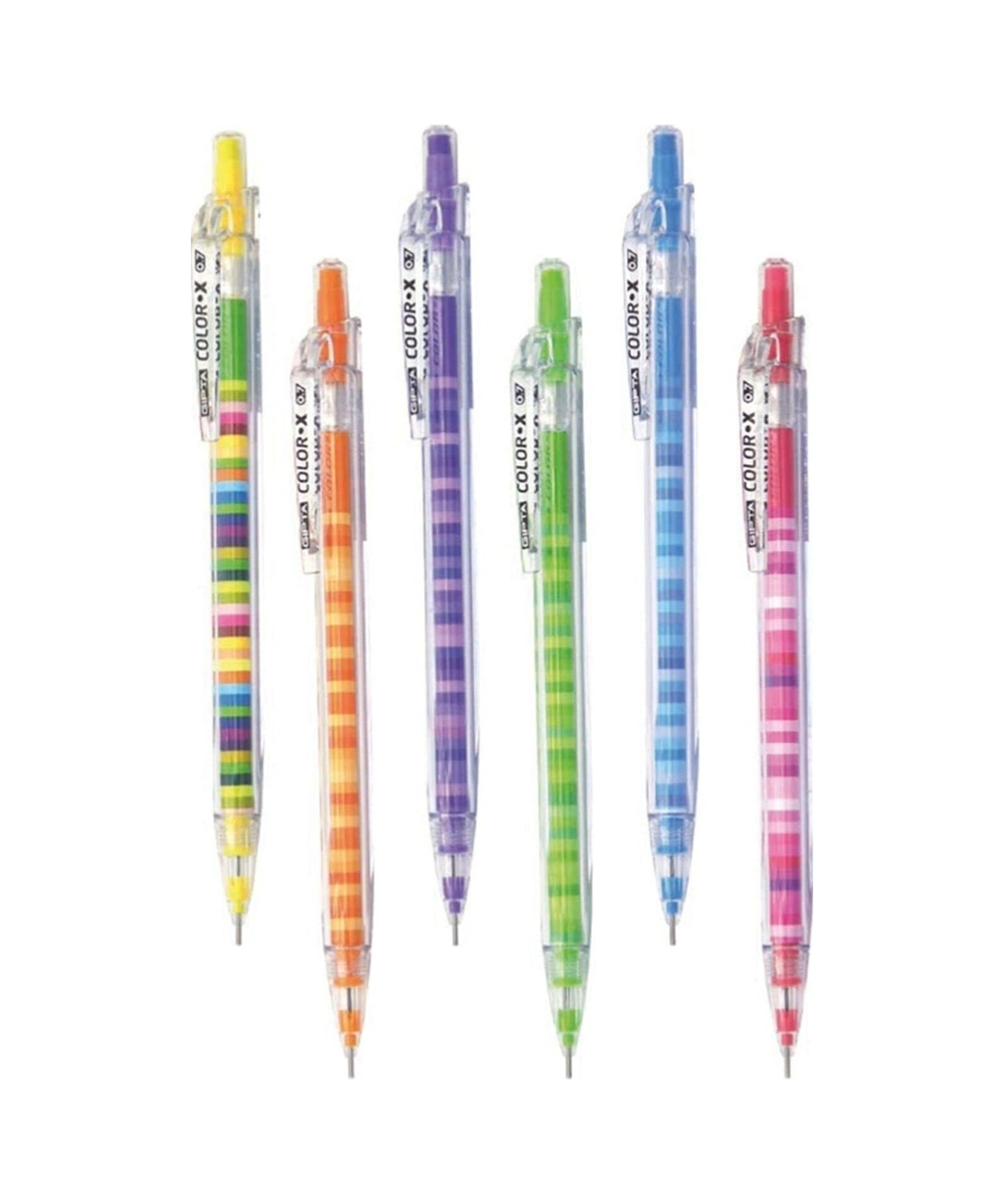 Çizgili Desen Kalem Seti 0.7 Uçlu Kurşun Kalem 6 Adet Color-x1 1950 Pastel