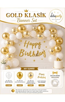 Happy Bırthday Yazı Gold Konfetili 34 Adet Balon Beyaz Gold Balon Parti Doğum Günü Seti Çok Renkli Happy Bırthday Yazı Gold Konfetili 34 Adet Balon Beyaz Gold Balon Parti Doğum Günü Seti Çok Renkli