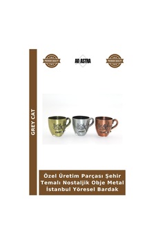 Özel Üretim Parçası Şehir Temalı Nostaljik Obje Metal İstanbul Yöresel Bardak Çok Renkli