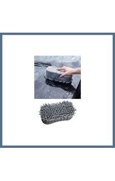 Buradabulabilirsin Çift Taraflı Mikrofiber Şönil Tüylü Araba Oto Yıkama Kurulama Temizlik Süngeri 23x12x6cm Gri Bbz