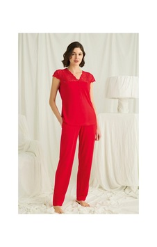 Hrşytrend Herşeytrend Yakası Kolu Ve Omzu Dantelli Önü Düğmeli Pijama Takımı Çok Renkli Hrşytrend Herşeytrend Yakası Kolu Ve Omzu Dantelli Önü Düğmeli Pijama Takımı Çok Renkli