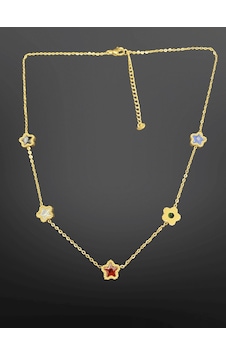 Renkli Yıldız Ve Çiçek Figürlü Gold Renk 316l Çelik Kadın Kolye Minimal Ve Eğlenceli Tasarım Takı Gold Renkli Yıldız Ve Çiçek Figürlü Gold Renk 316l Çelik Kadın Kolye Minimal Ve Eğlenceli Tasarım Takı Gold