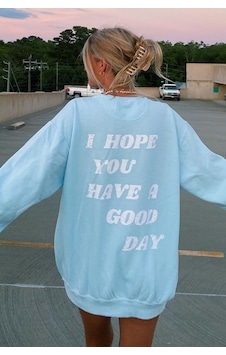 Mad Girls Mavi Sırt Baskılı Sweatshirt Mg1219 Mad Girls Mavi Sırt Baskılı Sweatshirt Mg1219