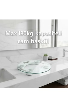 Ers Yuvarlak Şeffaf Dijital Cam Baskül Tartı 180 Kg Taşıma Kapasitesi, Hassas Ölçüm, Şık Tasarım Terazi Ers Yuvarlak Şeffaf Dijital Cam Baskül Tartı 180 Kg Taşıma Kapasitesi, Hassas Ölçüm, Şık Tasarım Terazi