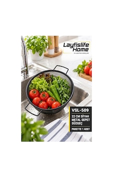 Siyah Metal Çift Kulplu Yuvarlak Sepet Süzgeç 22 Cm Mutfak Süzgeci Sebze Meyve Yıkama Ve Süzme Sepeti Vsl-509 Diğer Siyah Metal Çift Kulplu Yuvarlak Sepet Süzgeç 22 Cm Mutfak Süzgeci Sebze Meyve Yıkama Ve Süzme Sepeti Vsl-509 Diğer