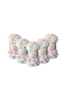 Alize Puffy Fine Color El Örgü İpliği 5 Li Paket 5949 Gökkuşağı 100 Gr 14 5 Mt 769560733547
