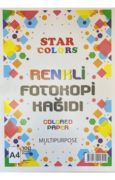 Star Colors Renkli Fotokopi Kağıdı A4 100 Yaprak Çok Amaçlı Colored Paper 21x29.7 Cm