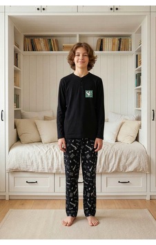 Aydoğan Genç Erkek İnterlok Siyah Reha Pijama Takımı 0528 Aydoğan Genç Erkek İnterlok Siyah Reha Pijama Takımı 0528