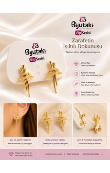 Gold Renk Zirkon Taşlı Çivi Küpe Gold Renk Zirkon Taşlı Çivi Küpe
