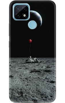 Realme C25 Kılıf Desenli Astronoot Red Baloon 1608 Siyah Realme C25 Kılıf Desenli Astronoot Red Baloon 1608 Siyah
