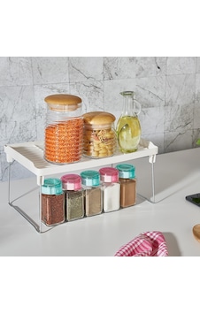 Organizer Beyaz Izgaralı Ayaklı Mega Dolap Içi Raf 8105