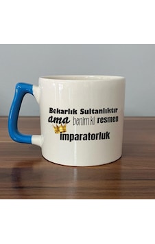 Mor Mürekkep Bekarlık Sultanlıktır Ama Baskılı Mavi Kulplu D Kupa Mor Mürekkep Bekarlık Sultanlıktır Ama Baskılı Mavi Kulplu D Kupa
