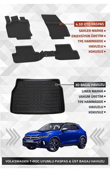 Sahler Volkswagen T-roc 2019-2025 Uyumlu 4.5d Sahler Premium Paspas + Liner Marka 3d Üst Bagaj Havuz