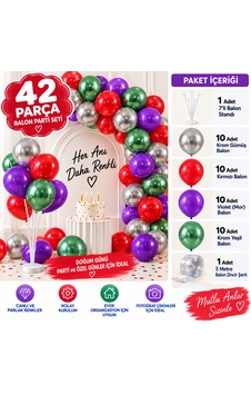 42 Parça Premium Doğum Günü Seti Çoklu Renkli