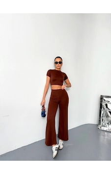 Etiler Collection Osy Modal Yumuşak Dokulu Kumaş Kısa Kollu Crop Alt Ispanyol Paça Pantalon Ikili Takım - Kahverengi Kahverengi Etiler Collection Osy Modal Yumuşak Dokulu Kumaş Kısa Kollu Crop Alt Ispanyol Paça Pantalon Ikili Takım - Kahverengi Kahverengi