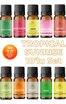 Tropical Sunrise 10'lu Set Oda Kokusu Esansı - Enerjik 10x10ml Karışık Tropical Sunrise 10'lu Set Oda Kokusu Esansı - Enerjik 10x10ml Karışık